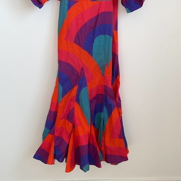Rhode Resort Red Fiona Rainbow print cotton wrap dress XS - Picture 11 of 12